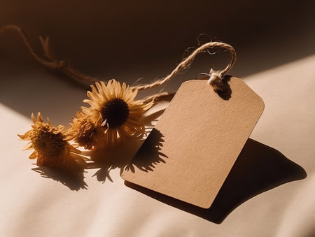 flower and tag,A Delicate Daisy with a Blank Tagの素材