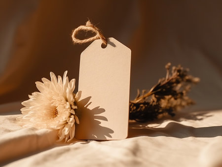 flower and tag,A Delicate Daisy with a Blank Tagの素材