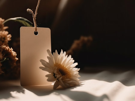 flower and tag,A Delicate Daisy with a Blank Tagの素材