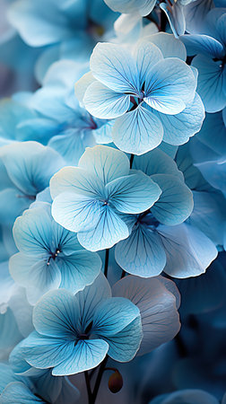 Serenity in Blue: A Floral Symphony,blue and white flowerの素材