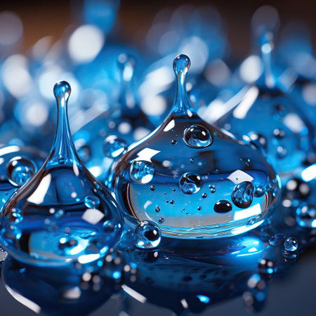 drops of water on glass,Azure Hues: A Close-Up of Blue Glass Beads,blue glass balls,drops of waterの素材