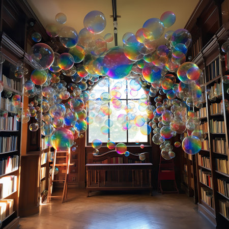 A Whimsical Library: A Sky of Colorful Balloonsの素材
