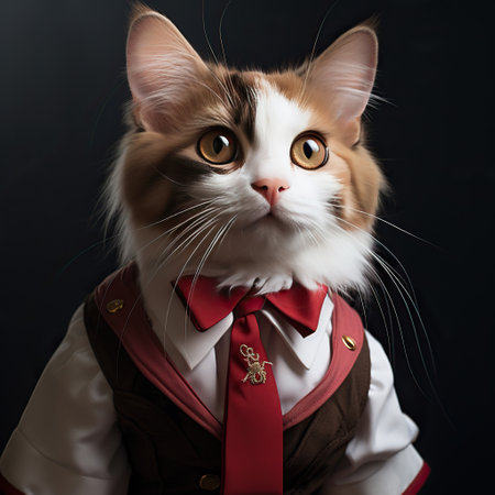 Dressed for Success: A Tabby Cat in Business Attire,cat with tieの素材