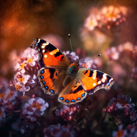 Nature's Delicate Dance: Butterfly on Blossoms,butterfly on flowerの素材