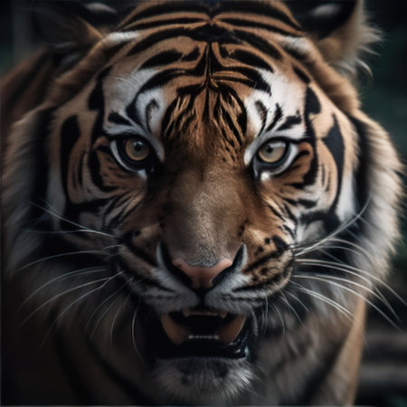 Roaring Majesty: A Close-Up of a Tiger's Face,portrait of a bengal tiger,portrait of a tigerの素材