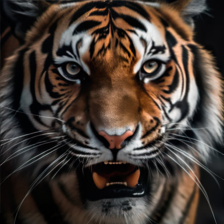 Roaring Majesty: A Close-Up of a Tiger's Face,portrait of a bengal tiger,portrait of a tigerの素材