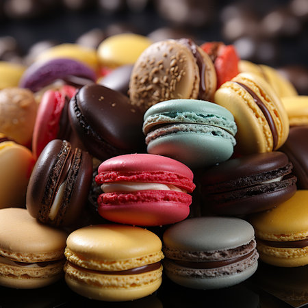 A Symphony of Sweetness: Colorful Macarons in the Spotlight,colorful macarons on a wooden tableの素材