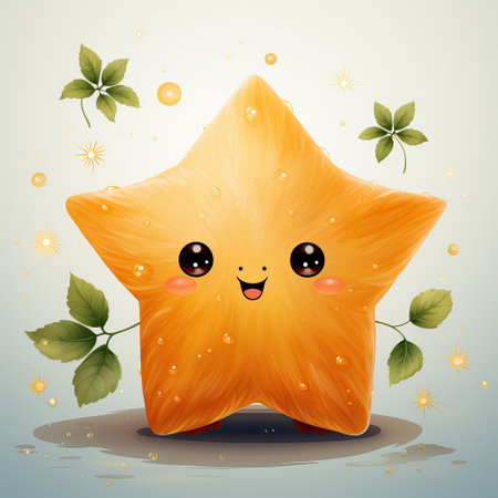 Whimsical Journey of a Starry-Eyed Creature,Cartoon Stars Illustration for Kidsの素材