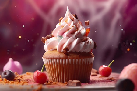 Sweet Indulgence: A Celebration in Purple and Sprinkles, cupcake with berries, cupcake with frostingの素材