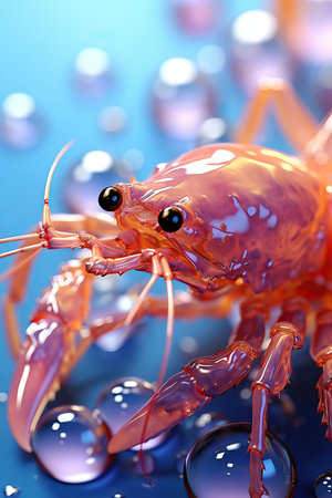 Underwater Majesty: A Close-Up Encounter with a Lobster,lobster on a blue backgroundの素材