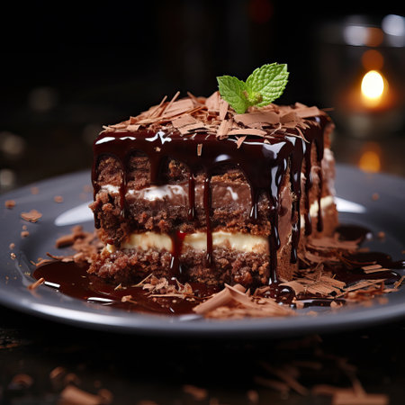 Decadent Delight: A Slice of Chocolate Heaven,chocolate cake with cream,chocolate cake with chocolateの素材