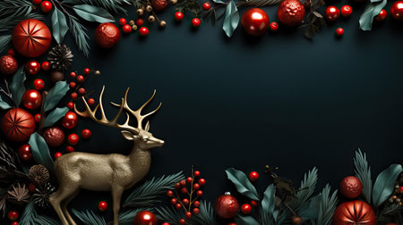 Festive Frolic: Reindeer Amidst the Christmas Trees,christmas tree decoration,christmas background with deerの素材
