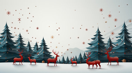 Festive Frolic: Reindeer Amidst the Christmas Trees,christmas tree decoration,christmas background with deerの素材