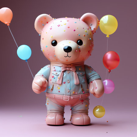 Joyful Jubilation: A Pink-Haired Teddy Bear's Partyの素材