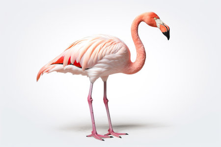 Graceful Balance: A Pink Flamingo's One-Legged Stand,pink flamingo,pink flamingo isolated on whiteの素材