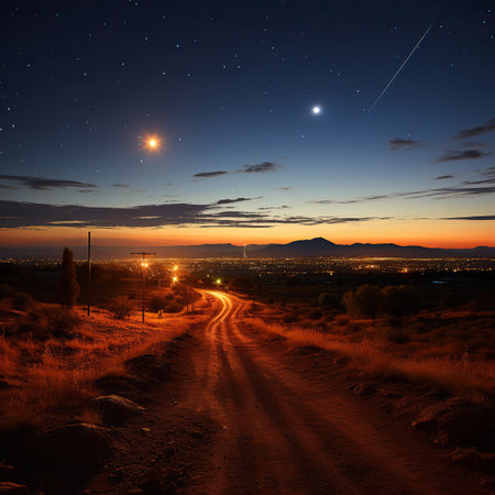 Desert Dream: A Starry Night Over a Tranquil Landscapeの素材