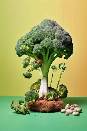 Whimsical Broccoli Tree in a Miniature Mossy Forestの素材