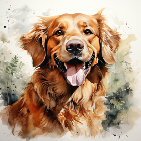 Smiling Golden Retriever: A Portrait of Happiness, golden retriever dogの素材