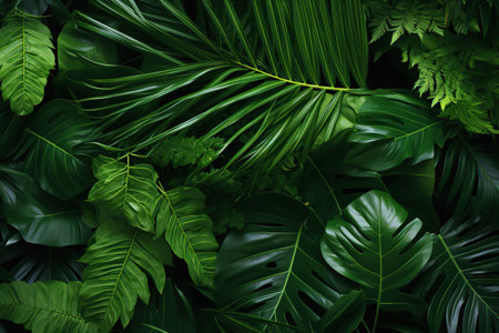 Verdant Serenity: A Lush Green Foliage Background,fern leaves,leafの素材