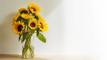 Sunny Elegance: Sunflowers in a White Vaseの素材