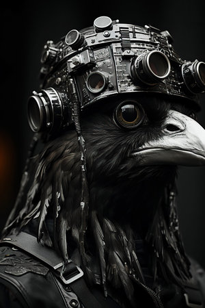 The Mechanized Raven: A Fusion of Nature and Technologyの素材