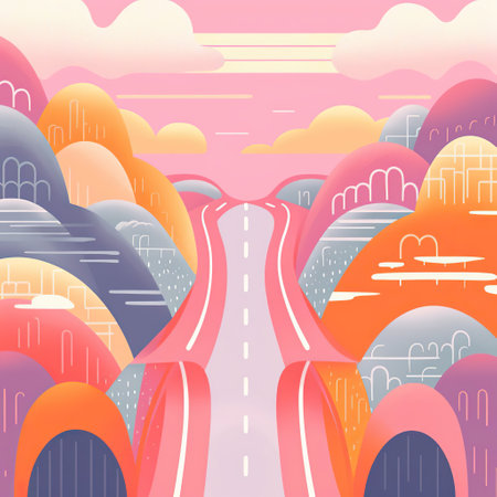 A Colorful Journey: Vibrant Cityscape with Pastel Huesの素材