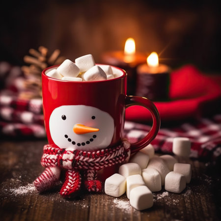 snowman with cup,A Cozy Winter Treat,snowman with a cup of coffeeの素材
