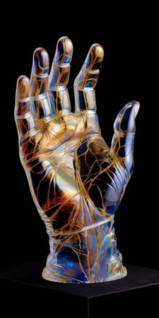 The Crystal Grasp: A Sculpted Glass Handの素材