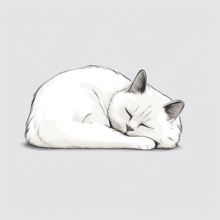 Peaceful Slumber: A White Cat Asleepの素材