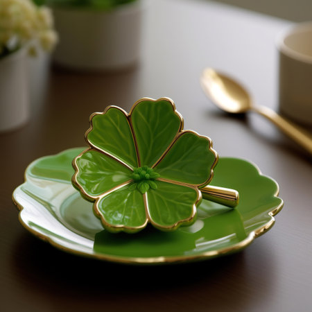 Elegance in Simplicity: A Sunlit Green Leaf-Shaped Plateの素材