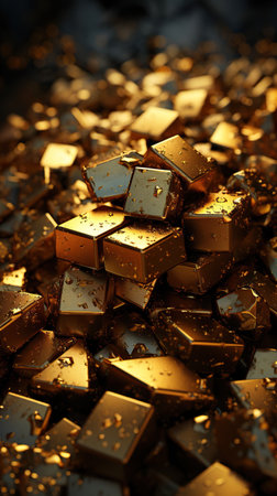 Golden Treasure: A Pile of Gleaming Gold Nuggetsの素材