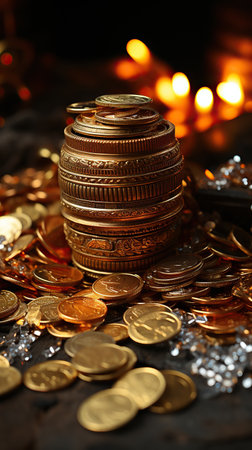 Eternal Treasure, Scene Concept Design Filled with Treasure Gold Coinsの素材