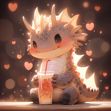 Cozy Night: Little Dragon, Cute Little Dragon Game Illustration,chinese loong new yearの素材
