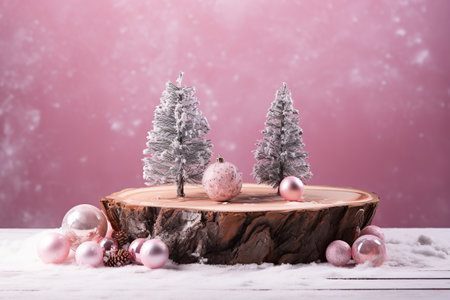 Pink Christmas Ambiance Booth, Winter Wonderland Display, Pink Christmas Backgroundsの素材