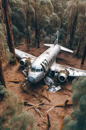 Abandoned Plane in the Forestの素材