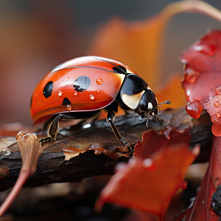 Autumn's Dew-Kissed Ladybugの素材