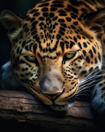 Intimate Portrait of a Majestic Leopard in the Rainの素材