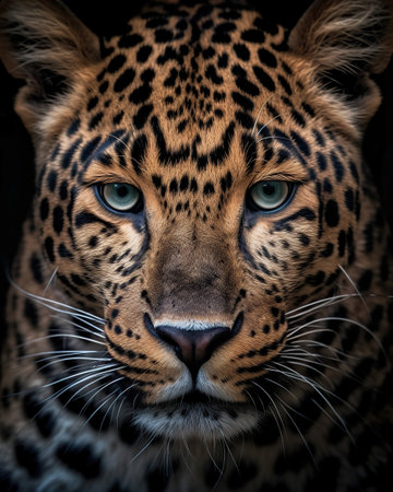 Intimate Portrait of a Majestic Leopard in the Rainの素材