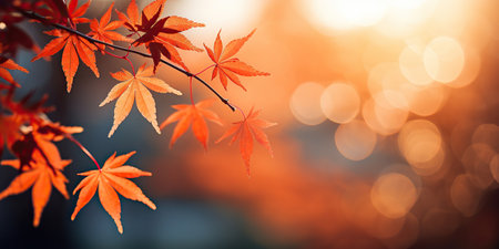 Golden Hour Glory: Autumn Leaves at Sunsetの素材