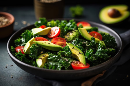 Vibrant Health in a Bowl: Kale and Avocado Saladの素材