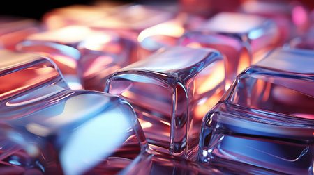 3D Rendered Image of Glowing Cubes on a Dark Backgroundの素材