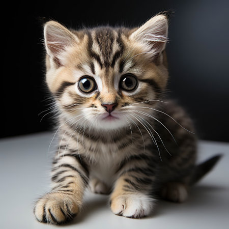 Innocent Curiosity: Portrait of a Young Tabby Cat on a Clean Backgroundの素材