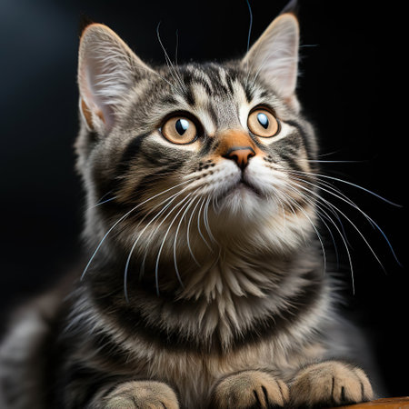 Innocent Curiosity: Portrait of a Young Tabby Cat on a Clean Backgroundの素材