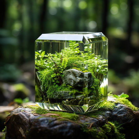 Nature's Miniature: A Forest Encapsulated in a Glass Cubeの素材