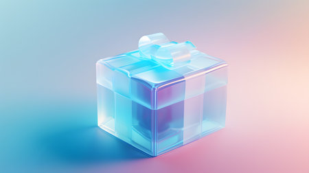 A beautifully wrapped gift shines in mesmerizing blue, adorned with a graceful ribbon, evoking anticipation and surprise.の素材