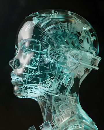 An intriguing X-ray image showscasing the complex structures of the human head, partially hidden, emphasizing the enigma of our biological makeup.の素材