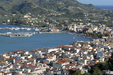 Aerial view of Zakynthos city in Zante island, in Greeceのeditorial素材