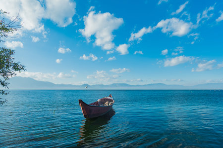 Yuxi Fuxian lake scenery at Yunnanの写真素材