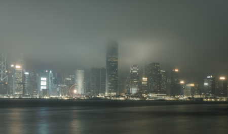 Victoria Harbour in fog, Hong Kongのeditorial素材
