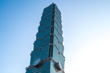 Aerial panorama over Downtown Taipei with Taipei 101 Skyscraper, capital city of Taiwanのeditorial素材